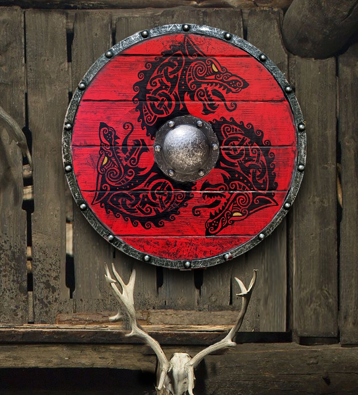 Authentic battleworn viking shield——BUY 3 FREE SHIIPING