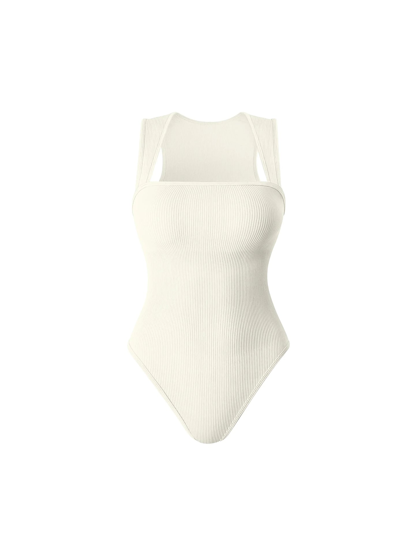 Owronline - Racerback Wide Shoulder Straps Seamless Bodysuit - owronline