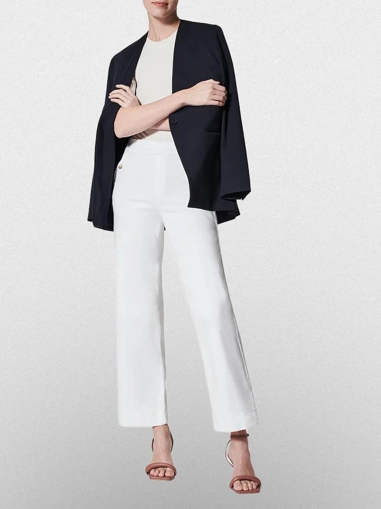 Owronline - Tummy Control Twill Cropped Wide Leg Pant