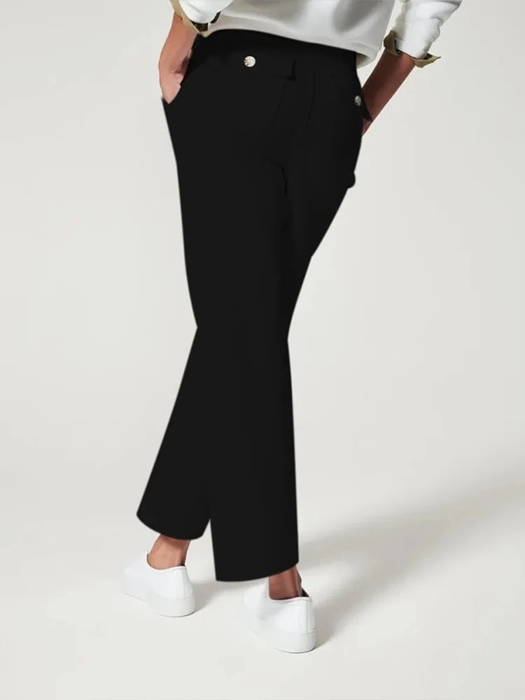 Owronline - Tummy Control Twill Cropped Wide Leg Pant