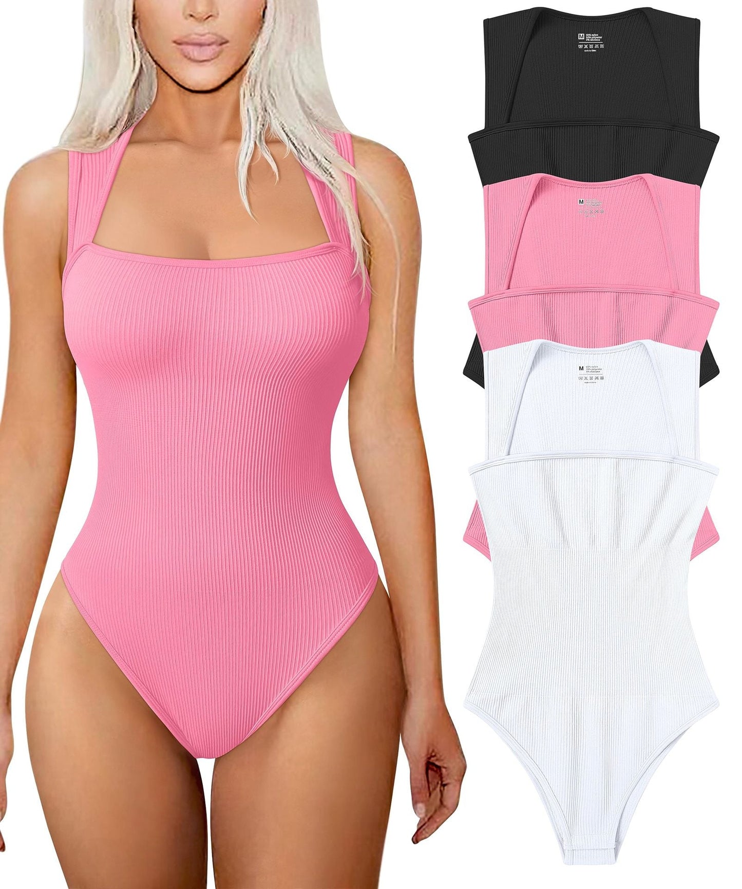 Owronline - Racerback Wide Shoulder Straps Seamless Bodysuit - owronline