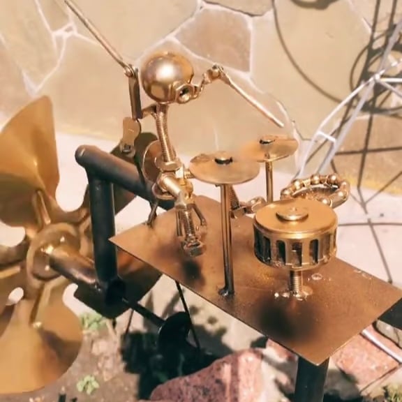 🥁 Handmade Metal Drummer Windmill