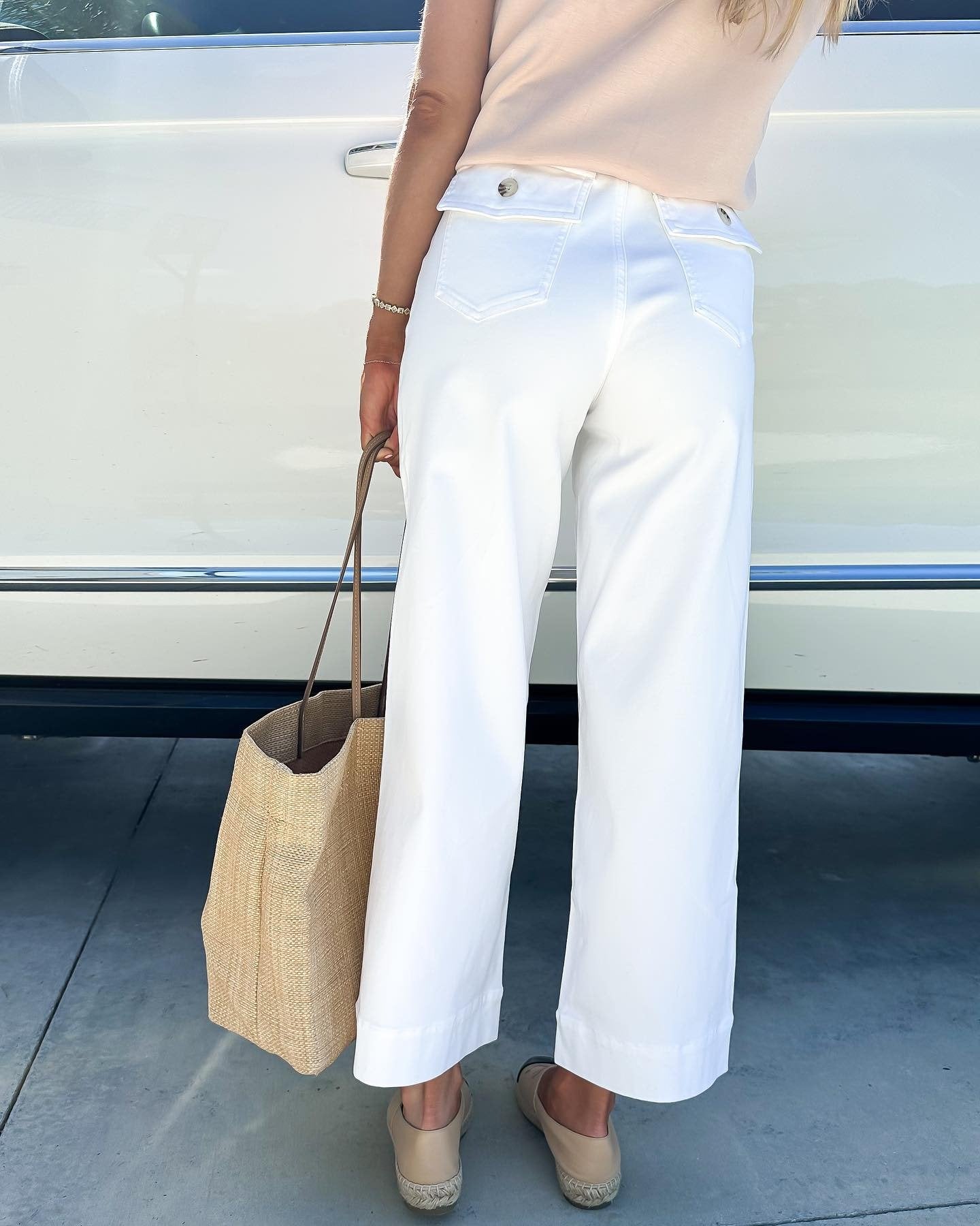 Owronline - Tummy Control Twill Cropped Wide Leg Pant
