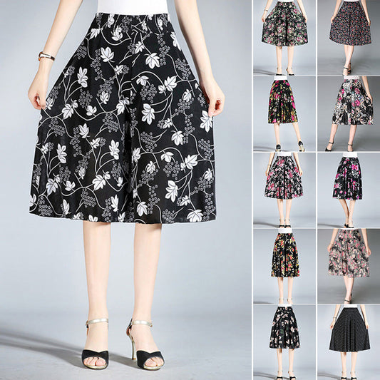 Owronline - Women's Vintage Style Wide Leg Culottes