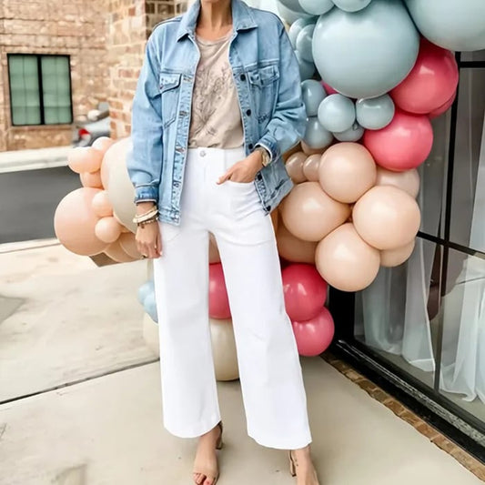 Owronline - Stretch Twill Cropped Wide Leg Pants