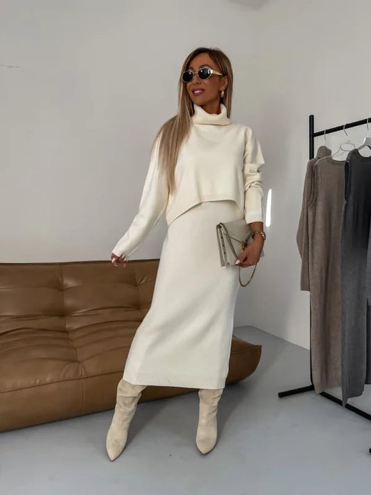 Owronline - Dress and Turtle Neck Sweater Set - owronline