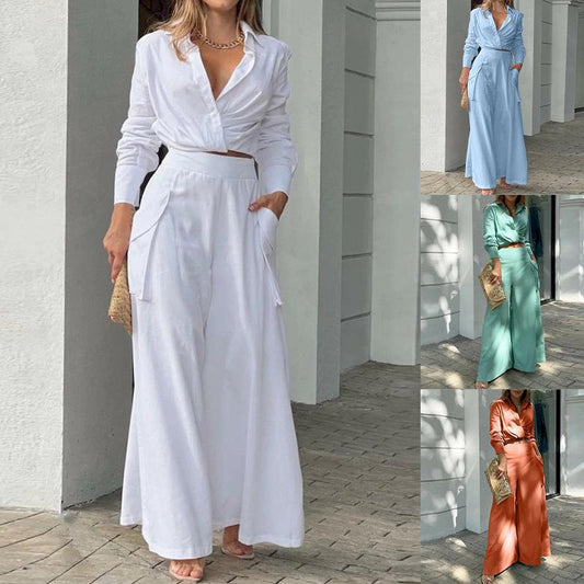 Owronline - Solid color casual two-piece suit