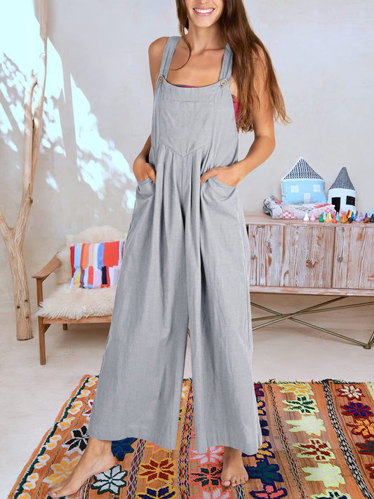 Owronline - SALE PLUS SIZE WIDE LEG OVERALLS JUMPSUIT