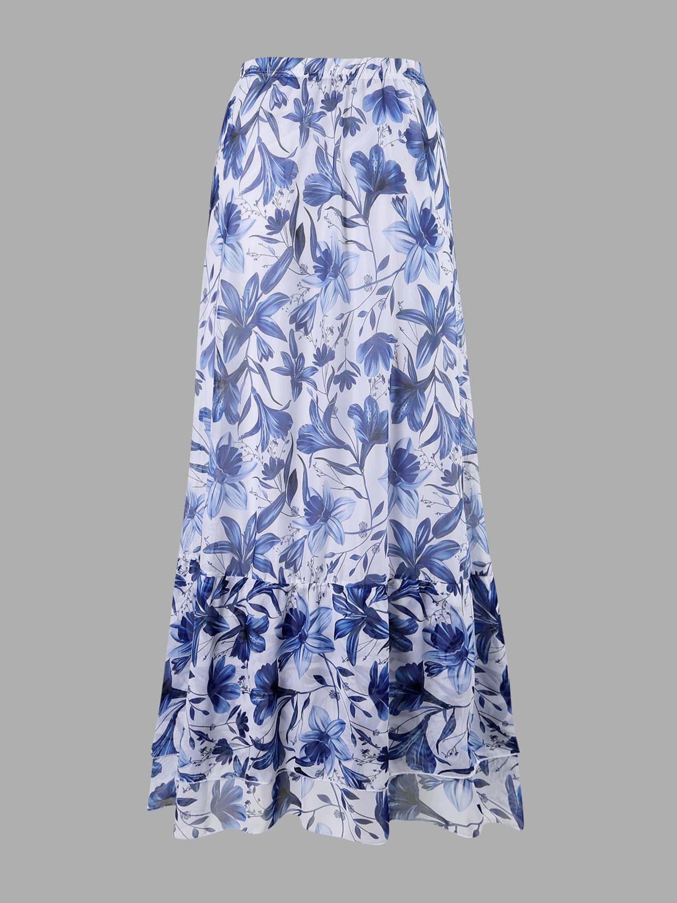 Blue and white porcelain swimsuit wrap skirt suits
