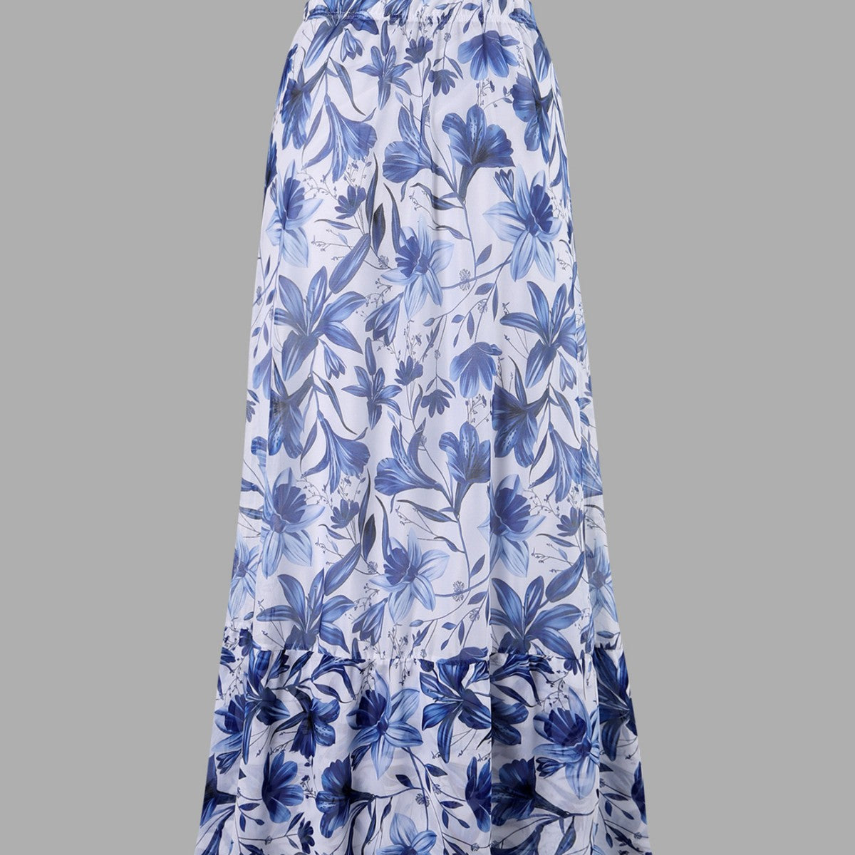 Blue and white porcelain swimsuit wrap skirt suits