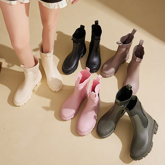 Owronline - Waterproof Non-Slip Thick Sole Mid-Calf Boots