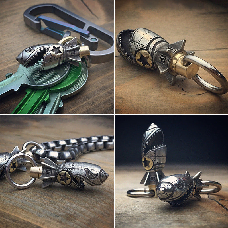 Piston Art Skull Keychain